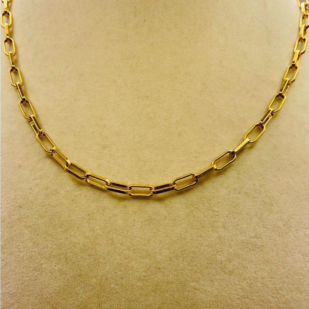 Madewell Gold Plated Brass Paper Clip Chain Link Necklace. 16 inches,3 inch ext